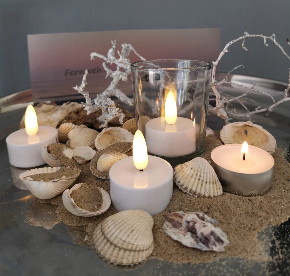 LED Teelichter Timer Batterie 3D Flamme wie echt elektrische Kerze Teelicht 2-24 - Bild 1 von 2