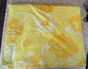 Vtg 70's Mid Mod Wamsutta Blend Queen Flat Sheet Yellow White Floral 91 x 117 - Picture 1 of 6