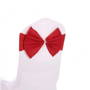 10pcs Red Chair Bows Sashes Elastic Spandex Wedding Chair Bows Decorative Par... - Picture 1 of 7