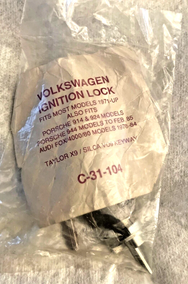 NOS VW Volkswagen Ignition Lock Cylinder 2 Keys + Porsche 914 924 944 Audi Fox - Image 1 of 4