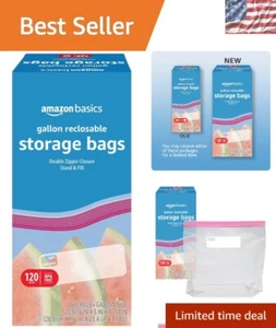 Bolsas de almacenamiento de alimentos de 120 galones con doble cremallera reconectable - sin BPA - Imagen 1 de 7