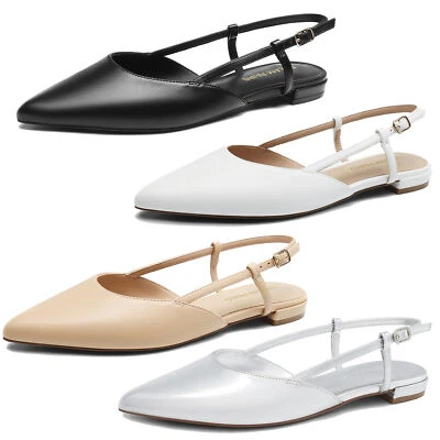 Women Elegant Low Heel Flat Shoes Pointed Toe Slingback Dress Office Work Shoes - Image 1 of 4