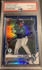 Harry Ford Signed 2021 Bowman Draft 1st Edition Blue Foil /150 Auto PSA BD-1