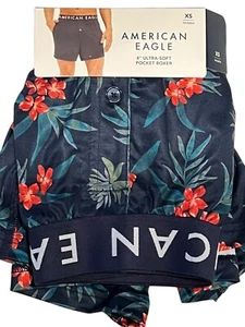 NWT AMERICAN EAGLE Ultra Soft Pocket Boxer Sz XS-S-M-L-XL Blue Red Floral #16 - Picture 1 of 7