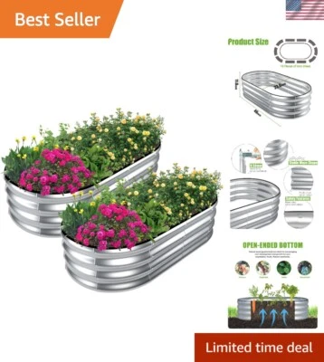 Elevate Your Garden with Durable 2 Pcs Galvanized Metal Planter Bed 4x2x1ft - Image 1 of 4
