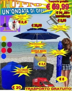 ombrellone mare antivento spiaggia ombrellonenerone offertissima ful accessori - Foto 1 di 2