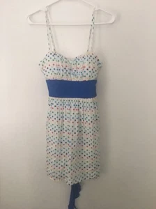 B Darlin White Multi Color Polka Dot Spaghetti Strap Dress Women's Size 5/6 - Picture 1 of 6