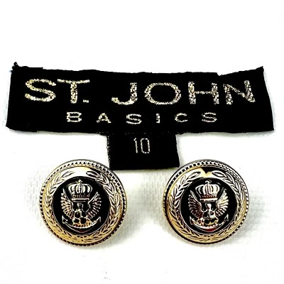 St John Buttons Replacement Eagle Enamel Gold Navy Blue For Jacket Blazer - Image 1 of 4
