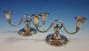 Talisman Rose by Frank Whiting Sterling Silver Console Candlestick Set 2pc #2365 - Picture 1 of 9