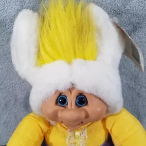 "Cabeza de vinilo de troll de felpa Terra Nova 1992 somnoliento con etiquetas juguete 10" - Imagen 1 de 7
