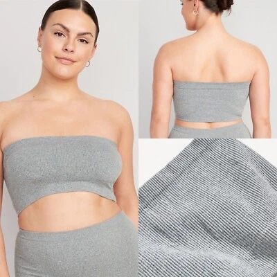 Bralette bandeau sin costuras tejido acanalado Old Navy para mujer talla XS S o grande Foto 1 de 4