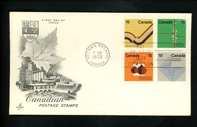 Postal History Canada FDC #582-585 Earth Sciences 1972 Artcraft - Image 1 of 2
