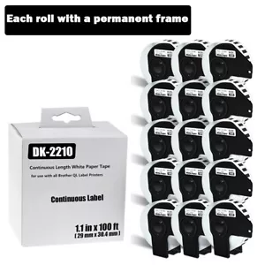 15Rolls Shipping Label 29mmx30.48m Fits Brother QL-800 810W DK2210 DK-22210 - Picture 1 of 24