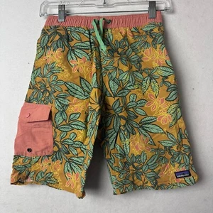 Patagonia board shorts boys XL swim suit lined orange green tropical beach pool - Picture 1 of 3
