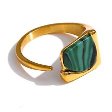 14k Yellow Gold Antique Jewelry Turquoise Green Gemstone Adjustable Natural Ring