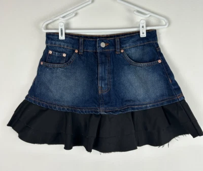 Urban Outfitters Falda Denim Pequeña S Azul Jean Negro Volantes Mini Foto 1 de 3
