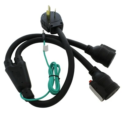 AC WORKS® 3ft Y-Adapter – NEMA 10-50P to Dual 5-20R with Circuit Breakers - Image 1 of 4