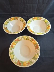 Set Of 3 Vintage Metlox "Della Robbia"  Cereal/ Soup Bowls  7"  Embossed Fruit - Picture 1 of 13