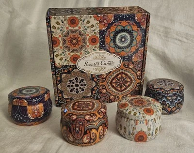 Velas Cera de Soja Perfumada en Lata, Caja de Regalo Juego de 4 Velas de Lujo de Aromaterapia Foto 1 de 4