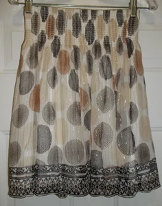 WHBM Women's Silk Metallic Lined Skirt Polka Dots Wide Elastic Waist Size 00 - Picture 1 of 7
