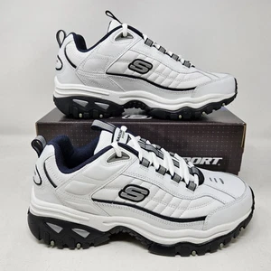 Skechers Men's Energy After Burn Casual Shoe White & Navy 50081 EW / Size 8 Wide - Picture 1 of 6