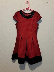 Disorderly Kids Red W / Black & Rhinestone Accents Girls Dress Size 8 - Picture 1 of 5