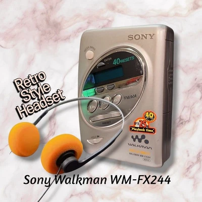 Reproductor de radio casete Sony Walkman WM-FX244 restaurado con auriculares estilo vintage  Foto 1 de 4