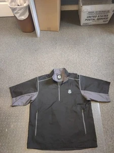 MENS FOOTJOY SHORT SLEEVE BLACK/GRAY 1/4 ZIP PULLOVER WIND/RAIN JACKET MEDIUM - Picture 1 of 4