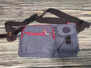 Y2K Kipling Presto Borsa da Cintura Marsupio con Scimmia Viola Pois - Foto 1 di 8