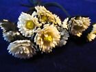 Vintage Millinery Flower 1"  Ivory and Black 11pc Bunch Doll Size Blooms Km8