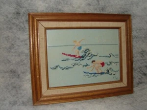 Handmade Needlepoint Ocean Water Boarders handcrafted in Frame Picture - Picture 1 of 2