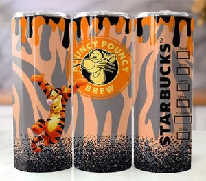 Tigger Bouncy Pouncy 20oz Insulated Tumbler with Straw - Stainless Steel Mug - Picture 1 of 8