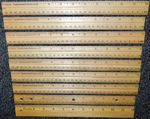Reglas escolares de madera Falcon de 12"" vintage y 2 reglas de madera de 12"" con bordes de metal sin marcar - Imagen 1 de 3