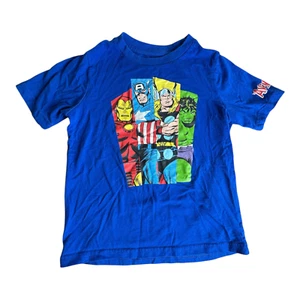 Marvel Comics Blue Avengers Graphic Print T-Shirt for boys Size 5 - Picture 1 of 3