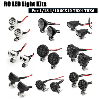 RC Car LED Lights Spotlight Roof Light Headlights For 1/18 1/10 SCX10 TRX4 TRX6