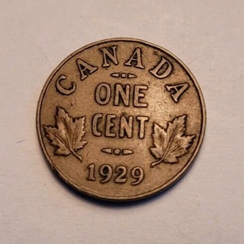 Canada 1929 1 Small cent Canadian one George V Penny coin Cover