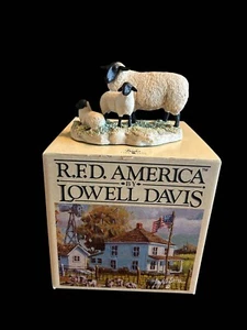 Vtg 1987 Lowell Davis MISSOURI SPRING Suffolk Ewe Lambs Figurine RFD America Box - Picture 1 of 6