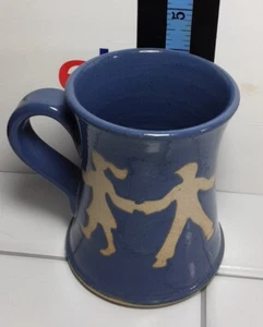 Jonathan Kesler Pottery Mug Blue Boy And Girl Cut Outs - Picture 1 of 6