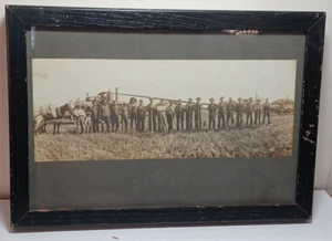 1900's Farming Scene Tractor, Horses Dog Large Crew + Wagon Framed JRRA - Picture 1 of 7