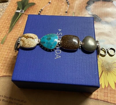 Retired Silpada Sterling Silver Gemstone Toggle Bracelet - Image 1 of 4