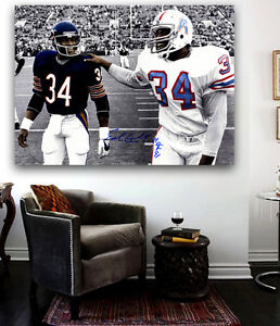 Walter Payton and Earl Campbell  CANVAS Print  36 x 24 Bears Oilers
