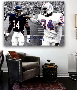 Walter Payton and Earl Campbell  CANVAS Print  36 x 24 Bears Oilers - Picture 1 of 2