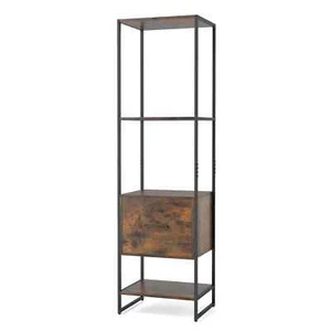 Freestanding Display Shelf Unit Bedroom Narrow Bookcase w/Drawer-Coffee - Picture 1 of 9
