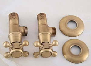 2pcs Antique Brass 1/2"malex 1/2" male Brass Bathroom Angle Stop Valve aav347 - Picture 1 of 5
