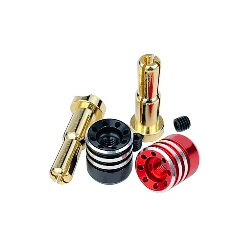 SpeedTek RC Heatsink Bullet Plug Grips w/ 4-5mm Bullets (Black/Red) - Image 1 of 1
