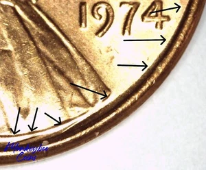 1974 Lincoln Memorial Cent - Abnormal Clash Obverse - Rare Error Coin - Picture 1 of 4