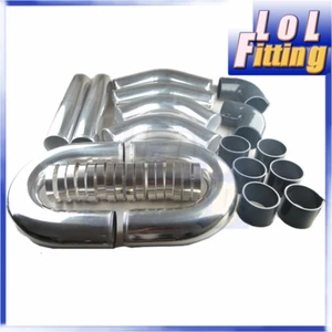 US SHIP Universal Aluminum Turbo Intercooler Piping Kit 3.5" Pipes & Couplers - Bild 1 von 11