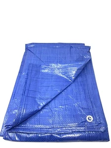 70GSM Blue Tarpaulin Lightweight Waterproof Ground Sheet Cover With Eyelets - Picture 1 of 4