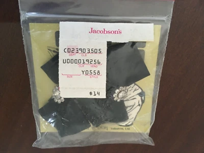 ARCOS DE SATÉN NEGROS CON PEDRERÍA ETIQUETA ORG VINTAGE AÑOS 80 - JACOBSONS#L Foto 1 de 3