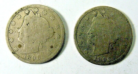 1895 & 1896 BARGAIN LIBERTY NICKELS,  FREE SHIPPING Cover